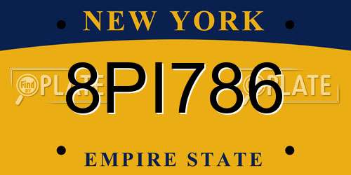 8PI786 New York License Plate