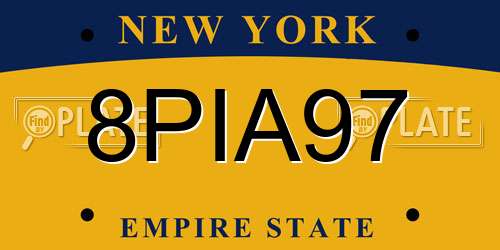 8PIA97 New York License Plate