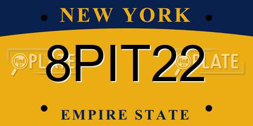 8PIT22 New York License Plate