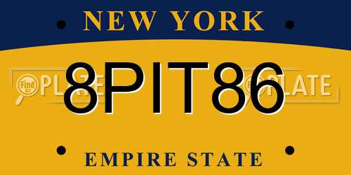 8PIT86 New York License Plate