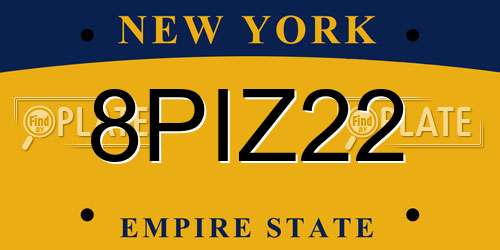 8PIZ22 New York License Plate