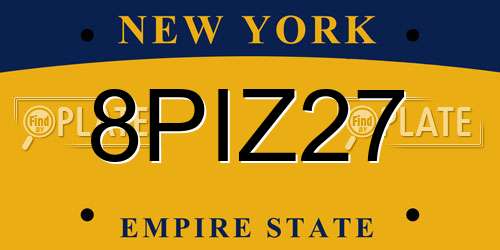 8PIZ27 New York License Plate