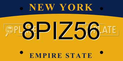 8PIZ56 New York License Plate