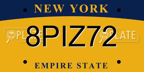 8PIZ72 New York License Plate