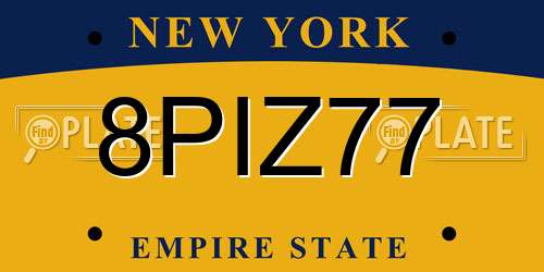 8PIZ77 New York License Plate