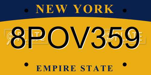 8POV359 New York License Plate