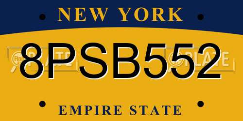 8PSB552 New York License Plate