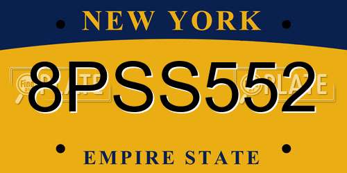 8PSS552 New York License Plate
