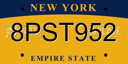 8PST952 New York License Plate