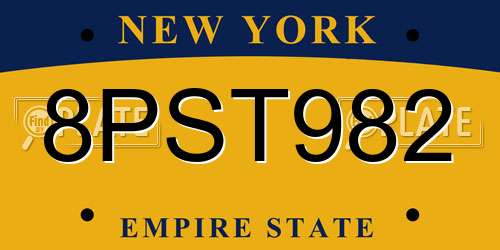 8PST982 New York License Plate