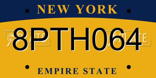 8PTH064 New York License Plate