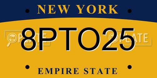 8PTO25 New York License Plate