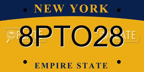 8PTO28 New York License Plate