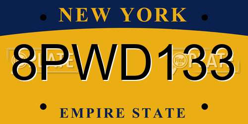8PWD133 New York License Plate