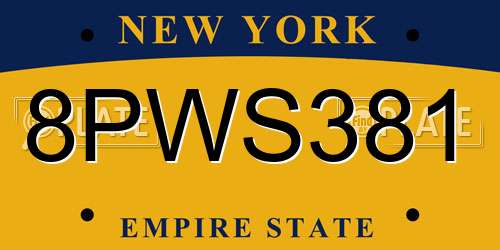 8PWS381 New York License Plate