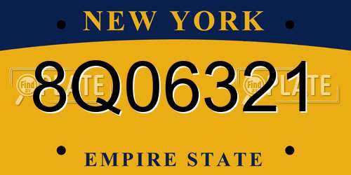 8Q06321 New York License Plate