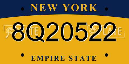 8Q20522 New York License Plate