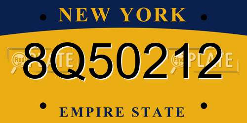 8Q50212 New York License Plate