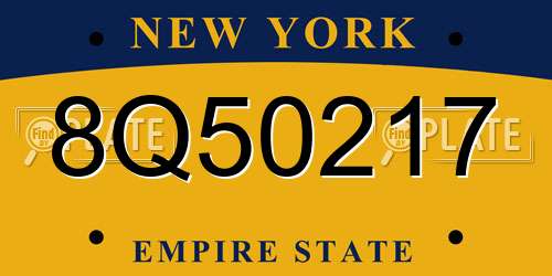 8Q50217 New York License Plate
