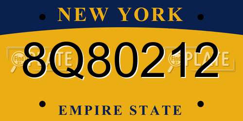 8Q80212 New York License Plate