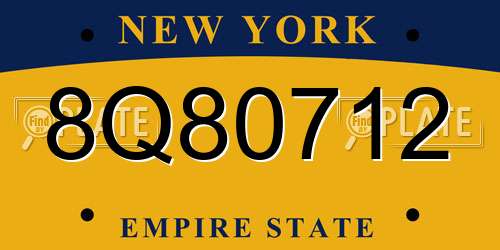 8Q80712 New York License Plate