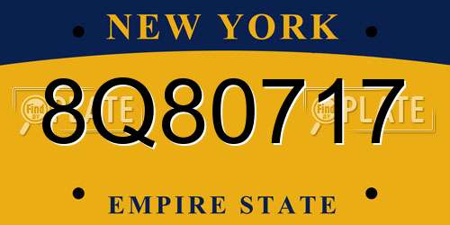 8Q80717 New York License Plate