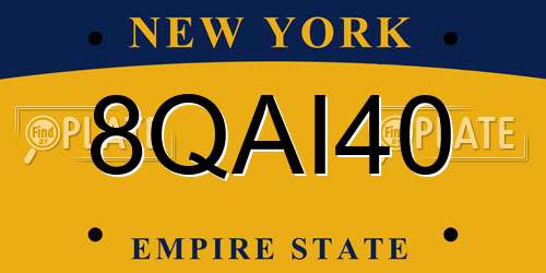 8QAI40 New York License Plate