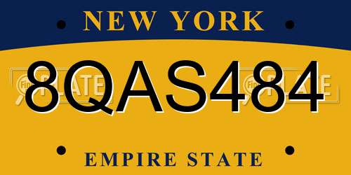 8QAS484 New York License Plate
