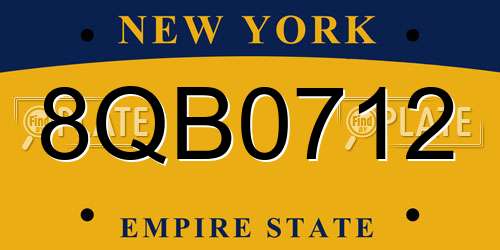 8QB0712 New York License Plate