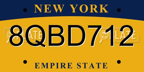 8QBD712 New York License Plate