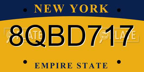8QBD717 New York License Plate