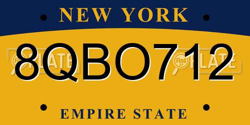 8QBO712 New York License Plate