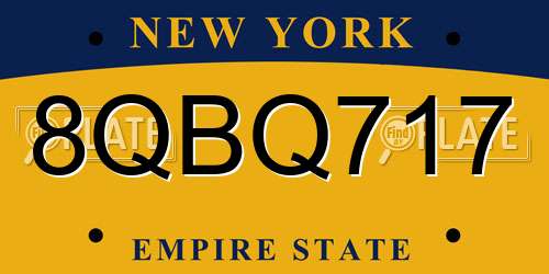 8QBQ717 New York License Plate