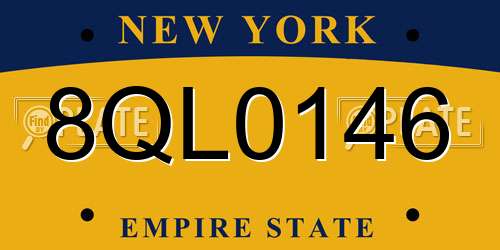 8QL0146 New York License Plate