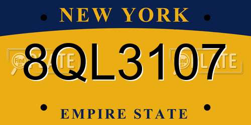 8QL3107 New York License Plate