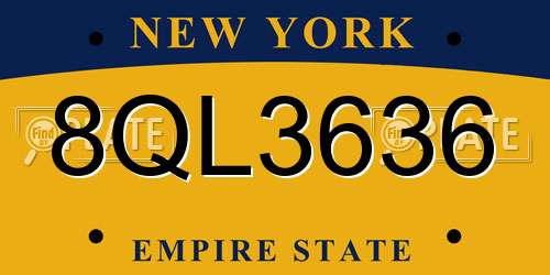8QL3636 New York License Plate