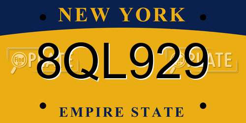 8QL929 New York License Plate