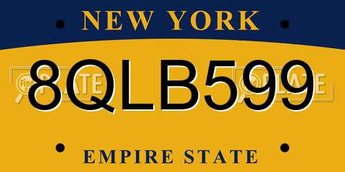 8QLB599 New York License Plate