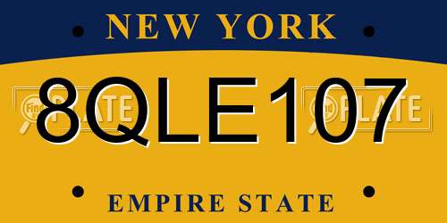 8QLE107 New York License Plate