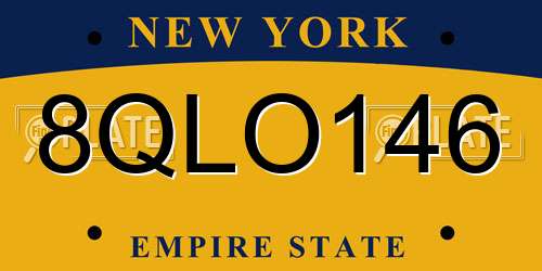 8QLO146 New York License Plate