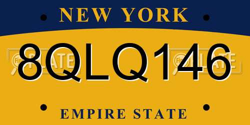 8QLQ146 New York License Plate