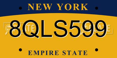 8QLS599 New York License Plate