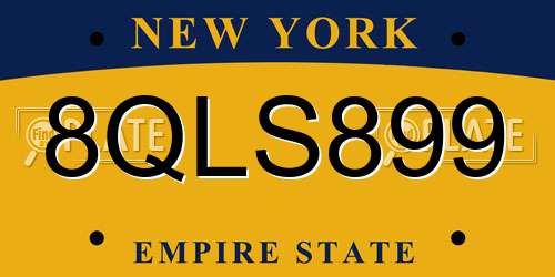 8QLS899 New York License Plate