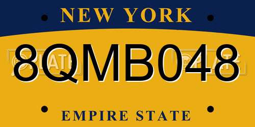 8QMB048 New York License Plate