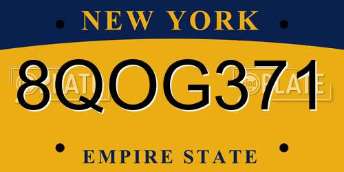 8QOG371 New York License Plate