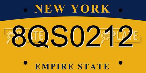 8QS0212 New York License Plate