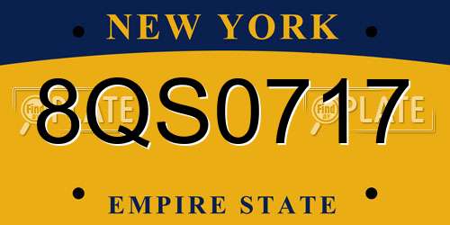 8QS0717 New York License Plate