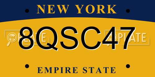 8QSC47 New York License Plate