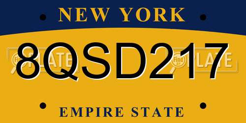 8QSD217 New York License Plate