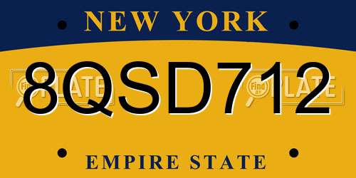 8QSD712 New York License Plate